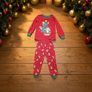 LITTLE HAND Festive Red Kids Pajamas With Red Nose Reindeer & Santa. Size 6T.